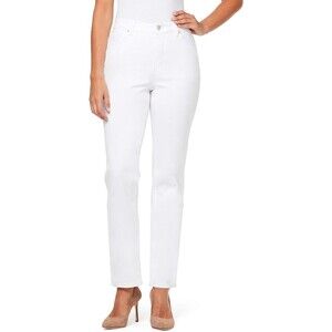 Gloria Vanderbilt Amanda Jeans Womens 14 Short White Slimming Tapered Cotton NEW